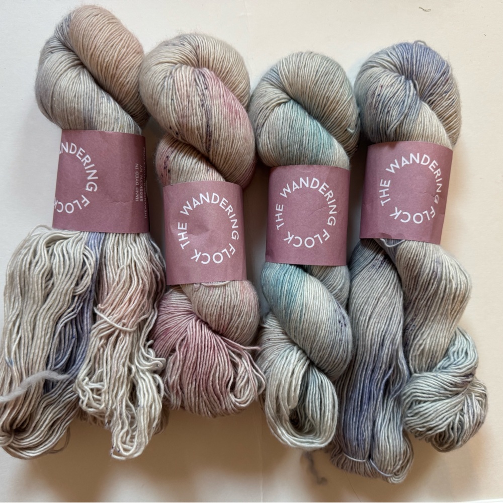 4 skein bundle Wandering Flock Fingering Brooklyn Yarn Crawl 400 yds.
